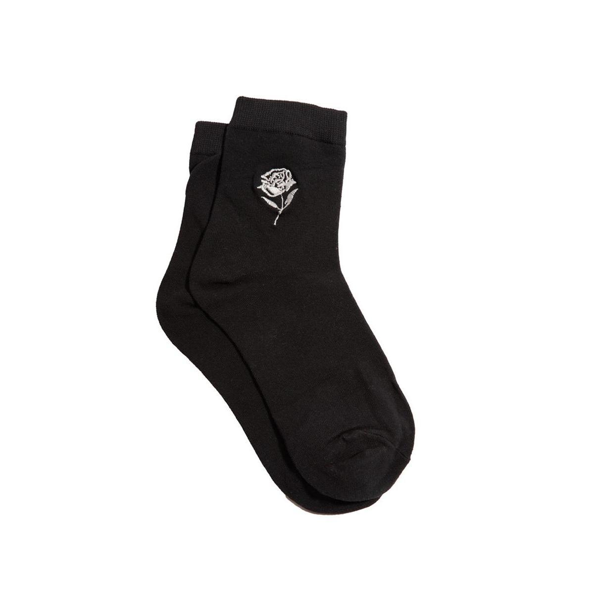 Stems Womens Flower Ribbed Crew Socks Product Image