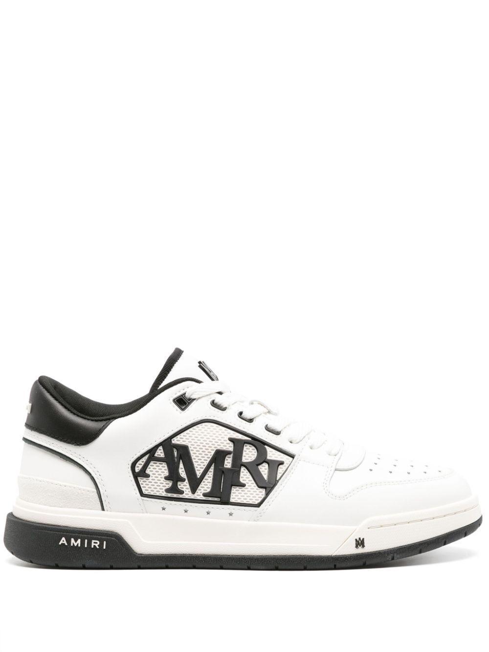 AMIRI Classic Logo-embellished Leather Low-top Trainers In White Black Product Image