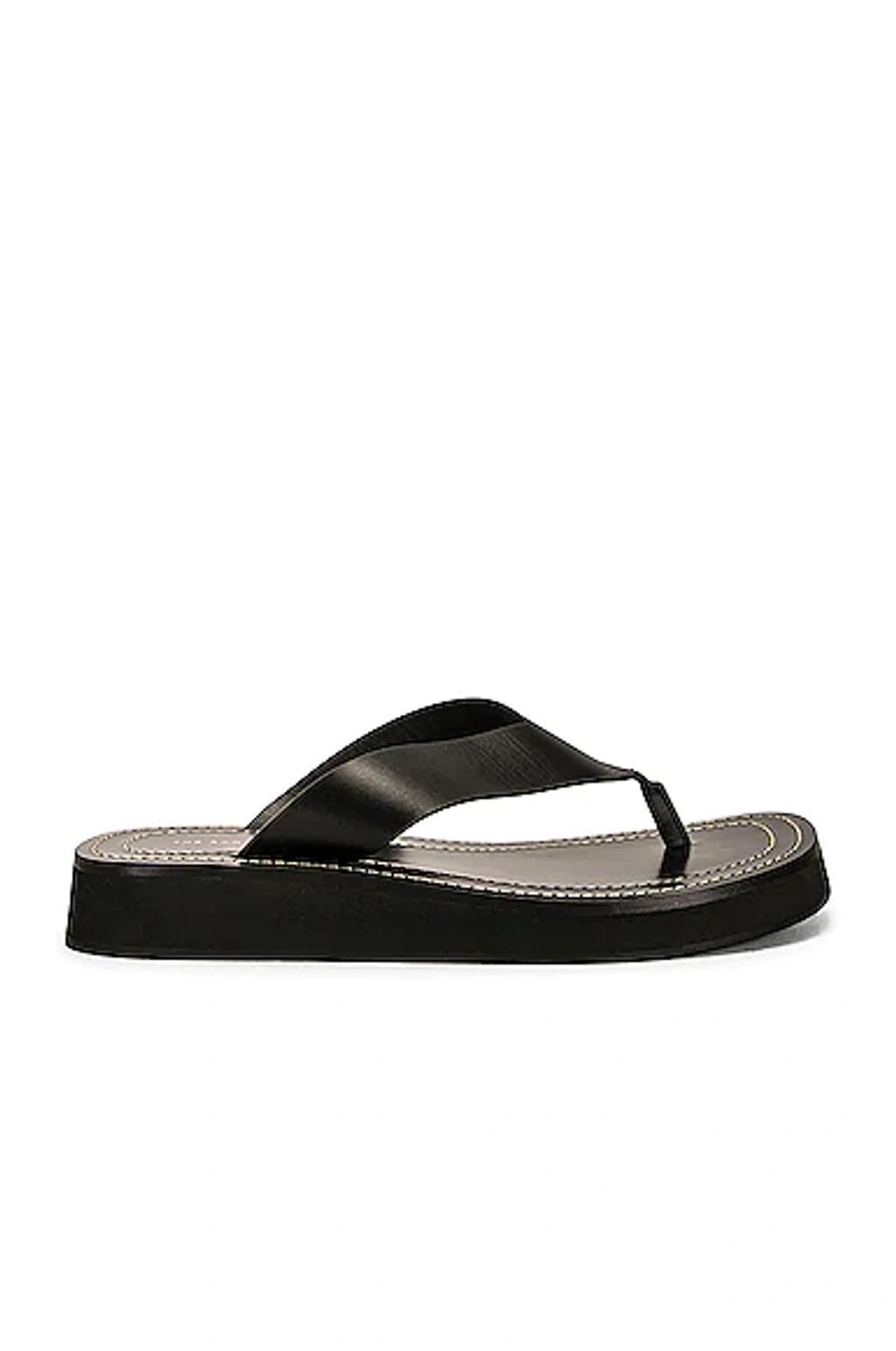 Ginza Leather And Suede Sandals In Black Black Product Image