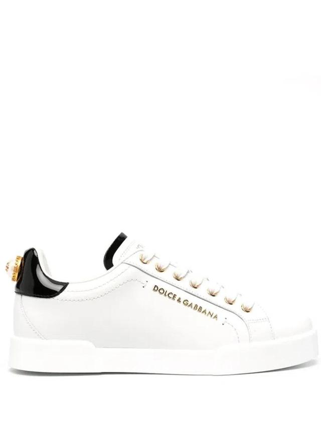 DOLCE & GABBANA Women's Portofino Leather Sneakers In White Product Image