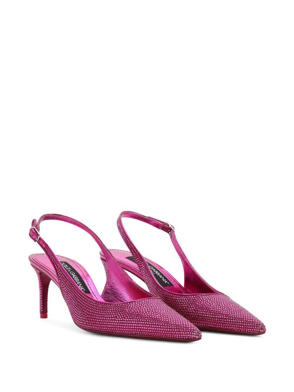 DOLCE & GABBANA Rhinestone-embellished Slingback Pumps In Pink Product Image