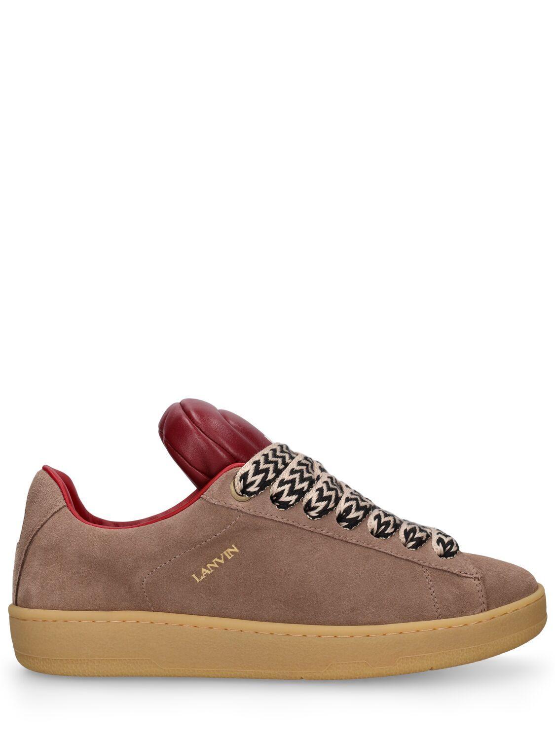 LANVIN Curb Lite Suede Sneakers In Brown Product Image