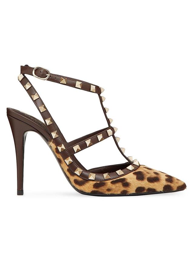 Valentino Garavani Rockstud Genuine Calf Hair Pointed Toe T-Strap Pump Product Image