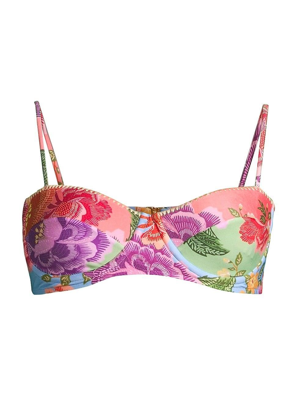 Womens Flower Scarves Bikini Top Product Image