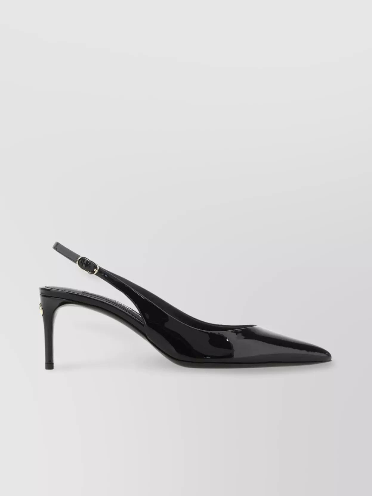 Leather Pumps With Patent Finish And Pointed Toe In Black product image