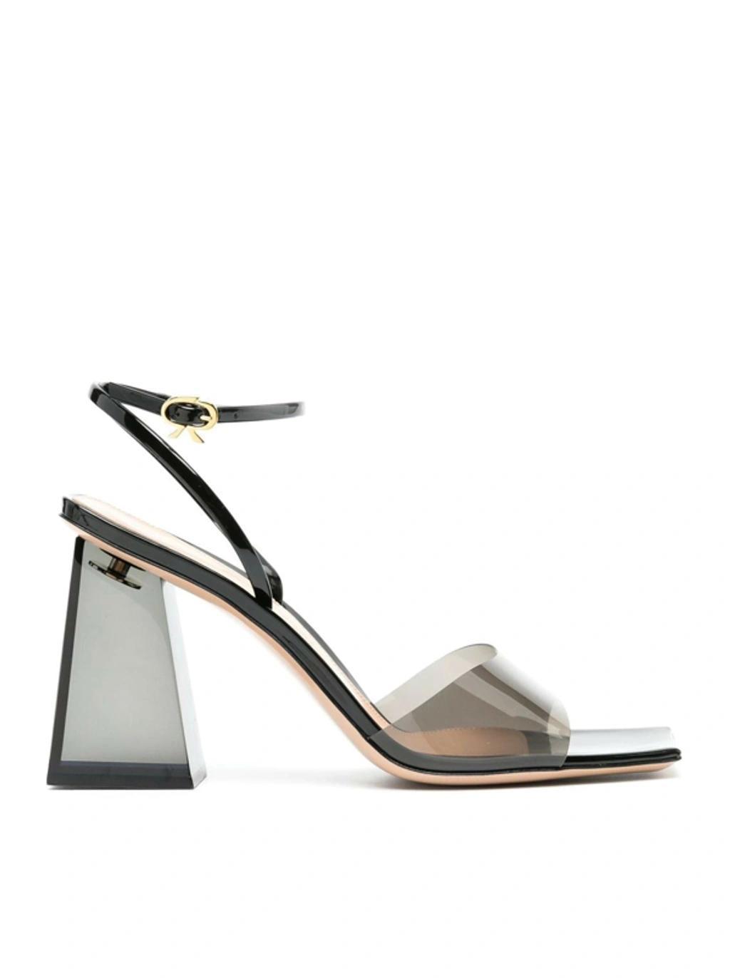 Transparent-heel Ankle-strap Sandals In Grey Product Image