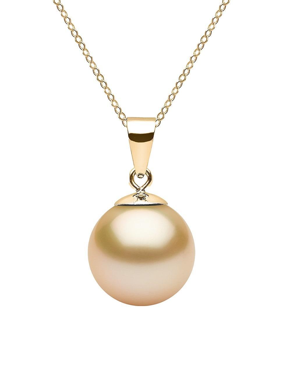 Womens 14K Yellow Gold & 10-11MM Golden South Sea Pearl Pendant Necklace Product Image