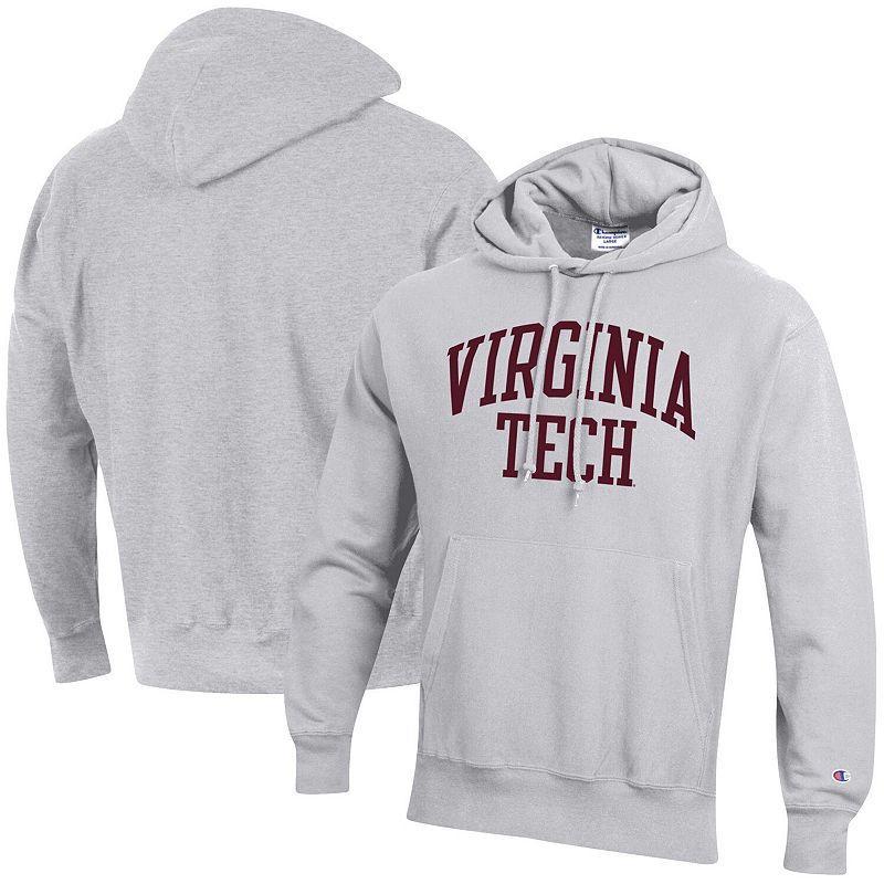 Mens Champion Heathered Gray Virginia Tech Hokies Team Arch Reverse Weave Pullover Hoodie Product Image