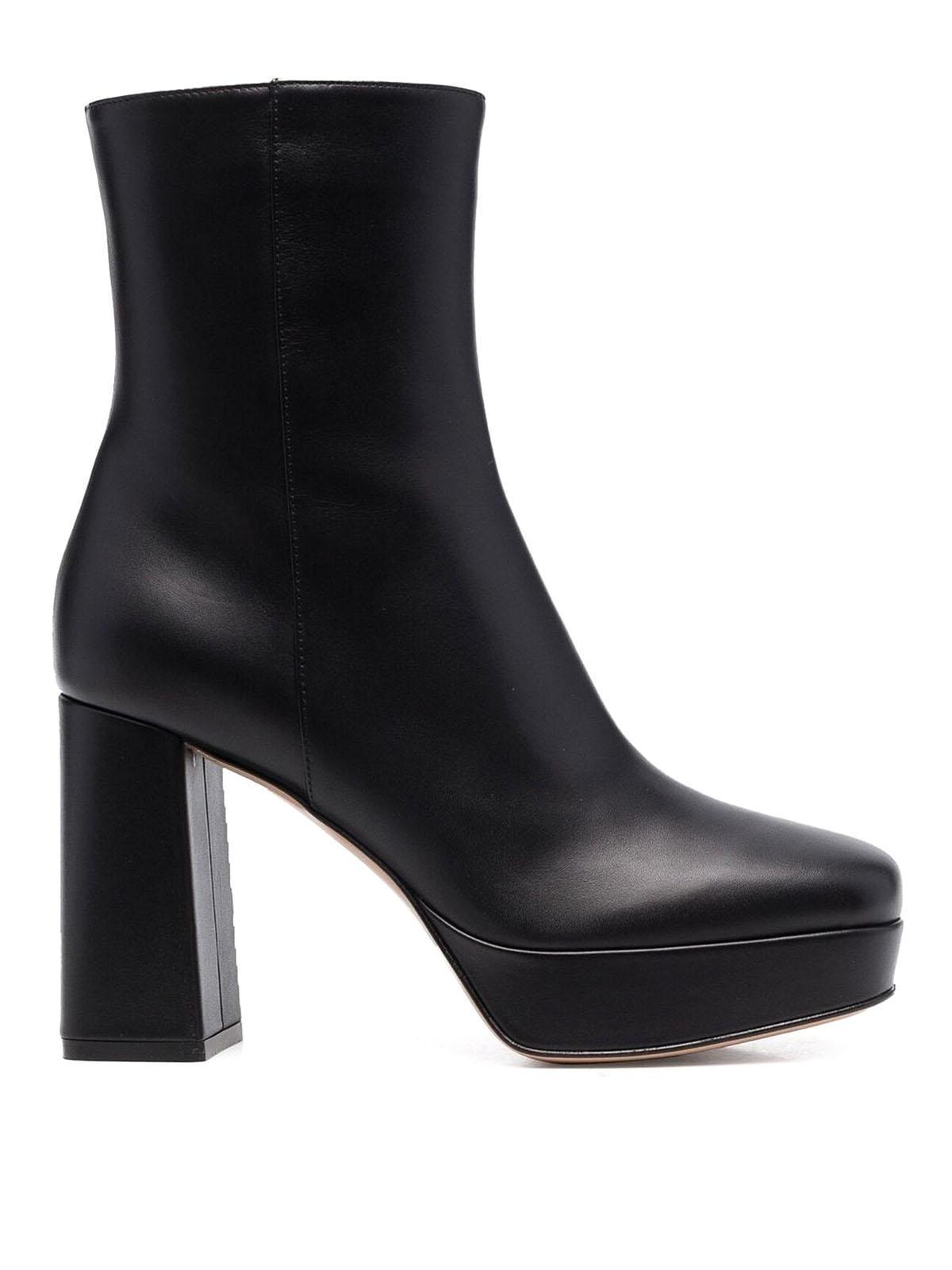 GIANVITO ROSSI 90mm Daisen Platform Leather Ankle Boots In Black Product Image