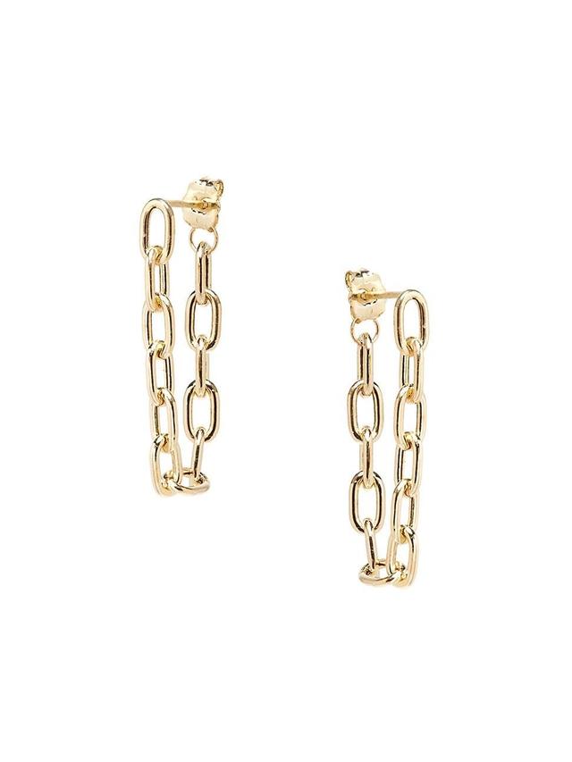 Womens Heavy Metal 14K Yellow Gold Medium Oval Link Hoop Earrings Product Image