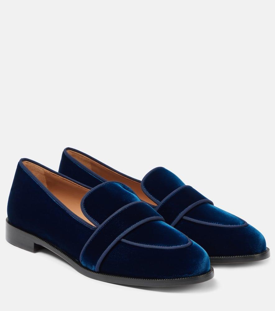 Martin Velvet Loafers In Blue Product Image