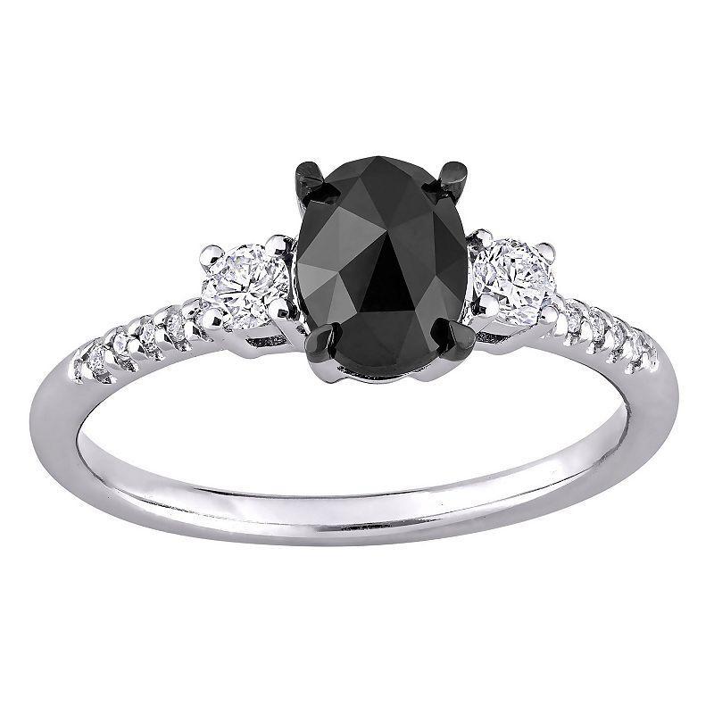 Stella Grace 14k White Gold 1 1/5 Carat T.W. Black & White Diamond Engagement Ring, Womens Product Image