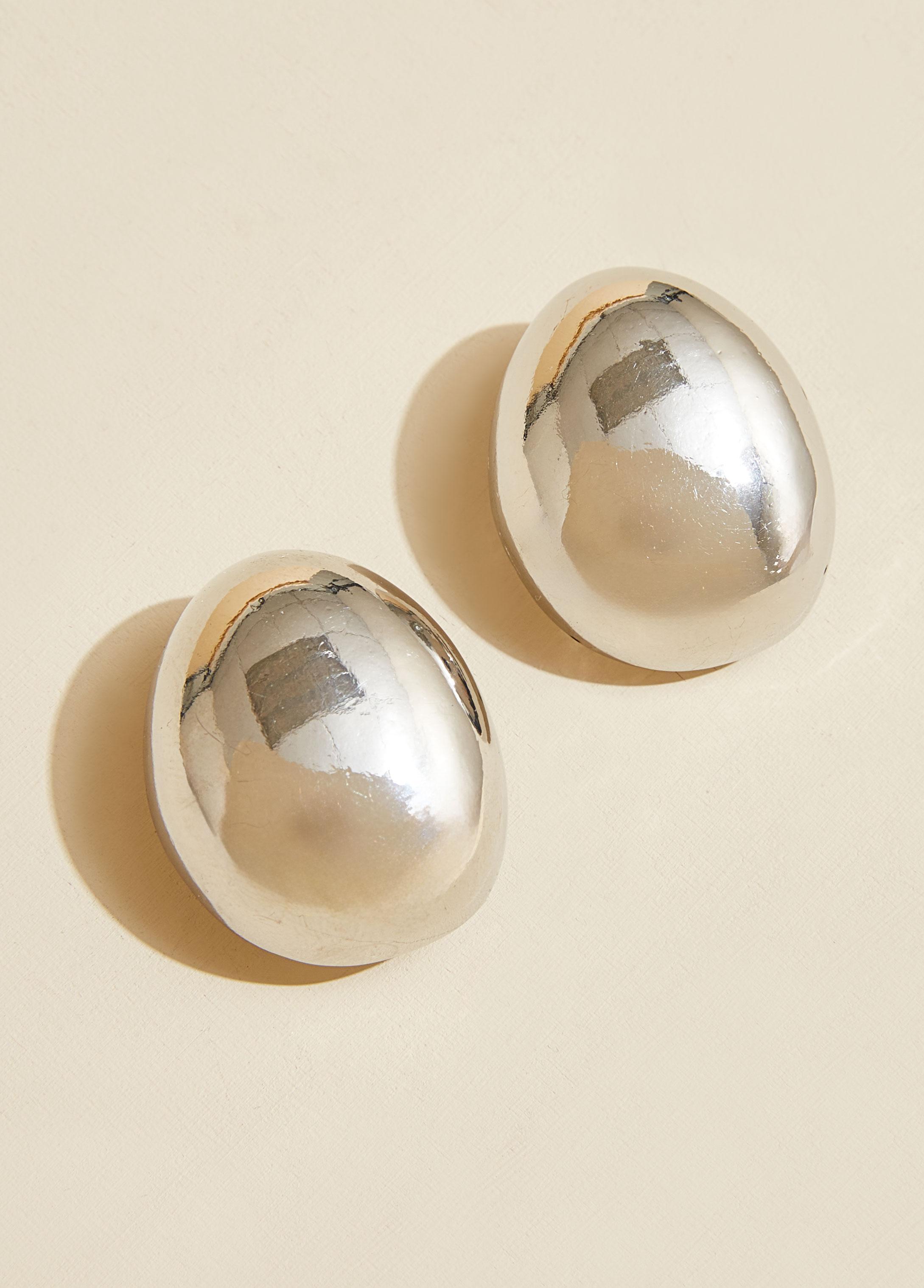 Silver Tone Dome Stud Earrings Product Image