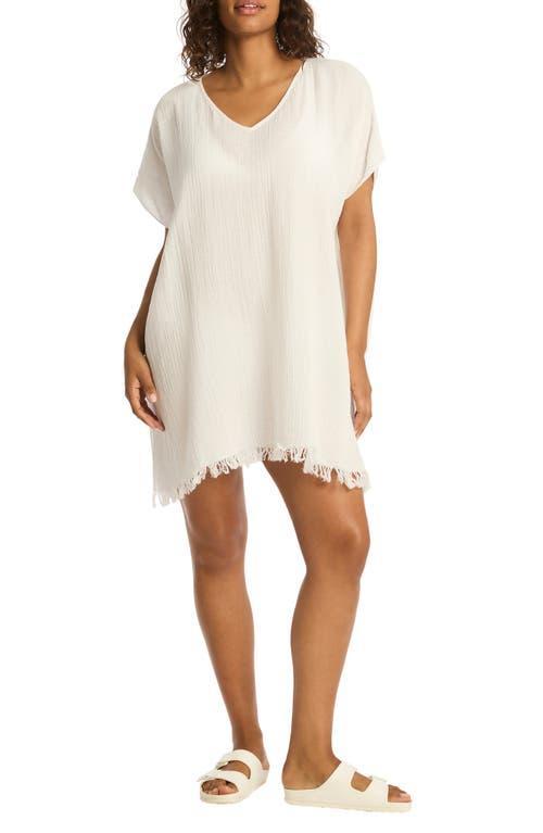 Sea Level Sunset Fringe Cotton Cover-Up Caftan Product Image