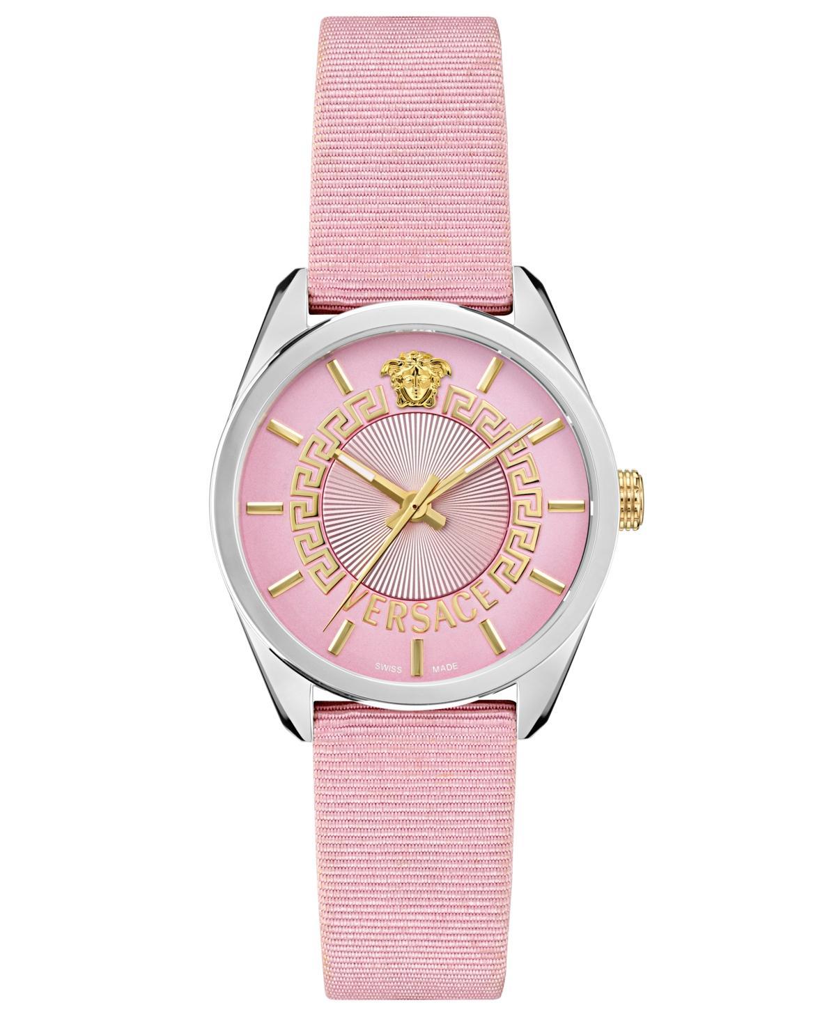 Versace Womens Pink Grosgrain Strap Watch 36mm Product Image