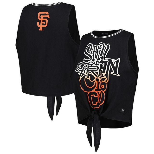 Womens The Wild Collective Black San Francisco Giants Twisted Tie Front Tank Top Product Image