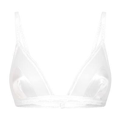 Lace-trimmed Triangle Bra In White Product Image