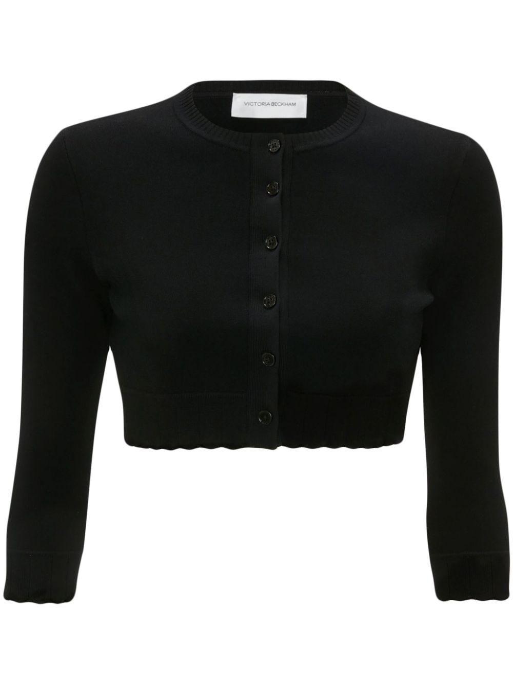 Cropped Cardigan In Black Product Image