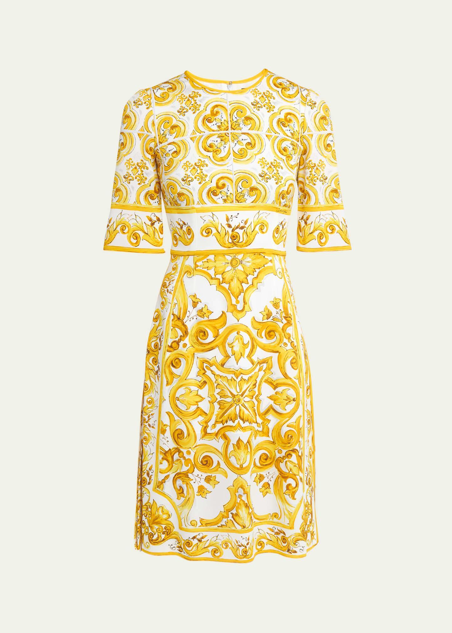 Printed Charmeuse A-line Dress Product Image