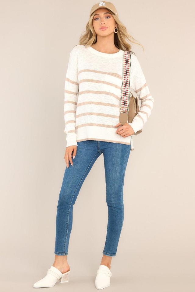 Like New White & Beige Striped Top Product Image