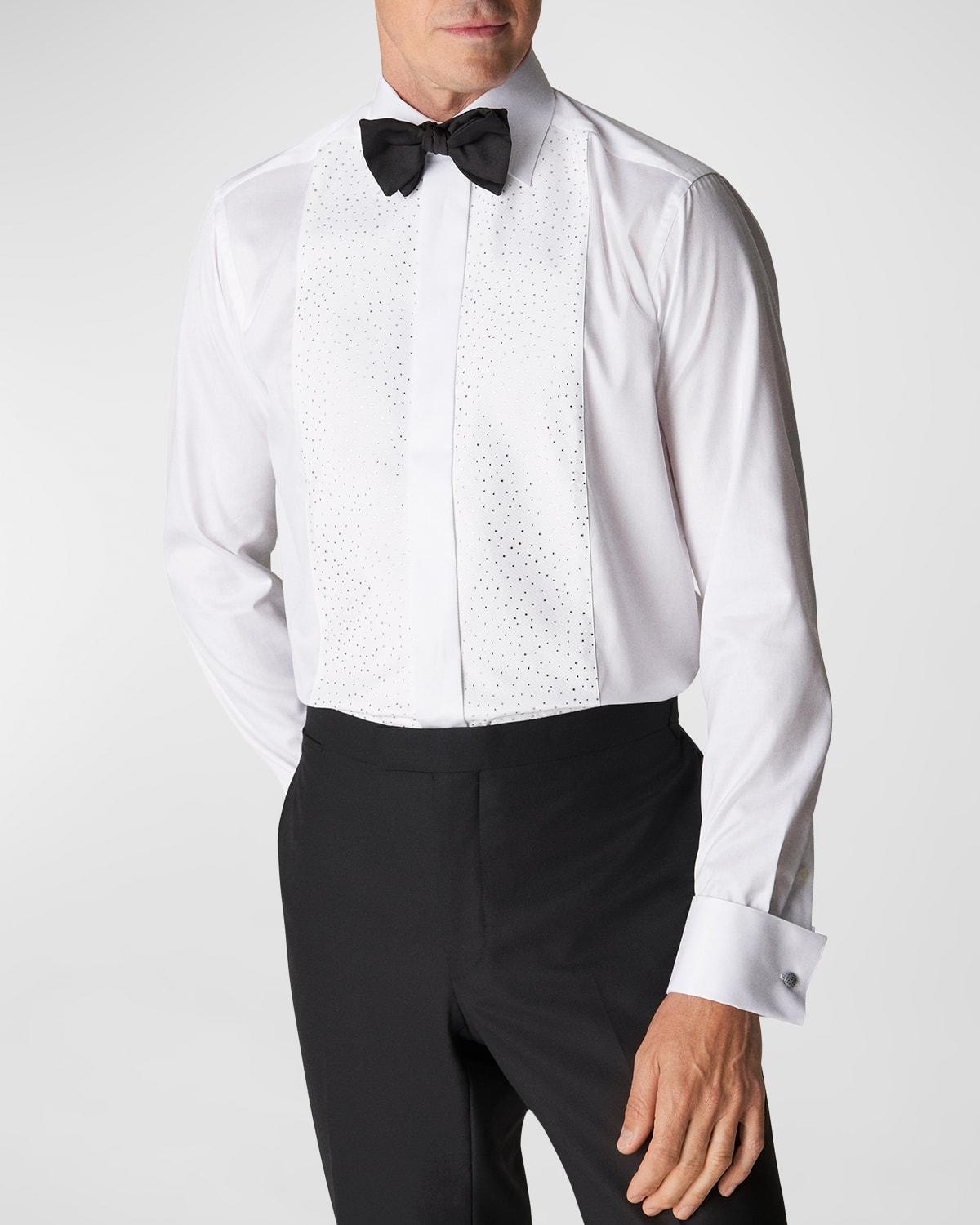 Mens Contemporary Fit Pique Formal Shirt with Swarovski Crystals Product Image