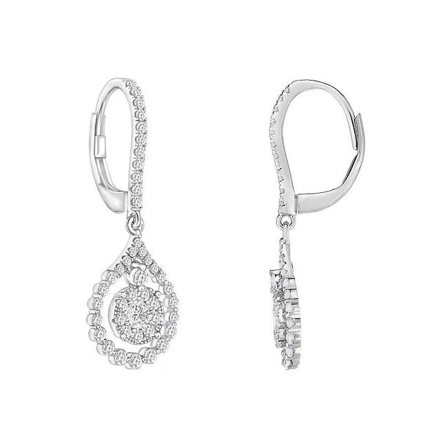 10k White Gold 1 Carat T.W. Diamond Drop Earrings, Womens Product Image