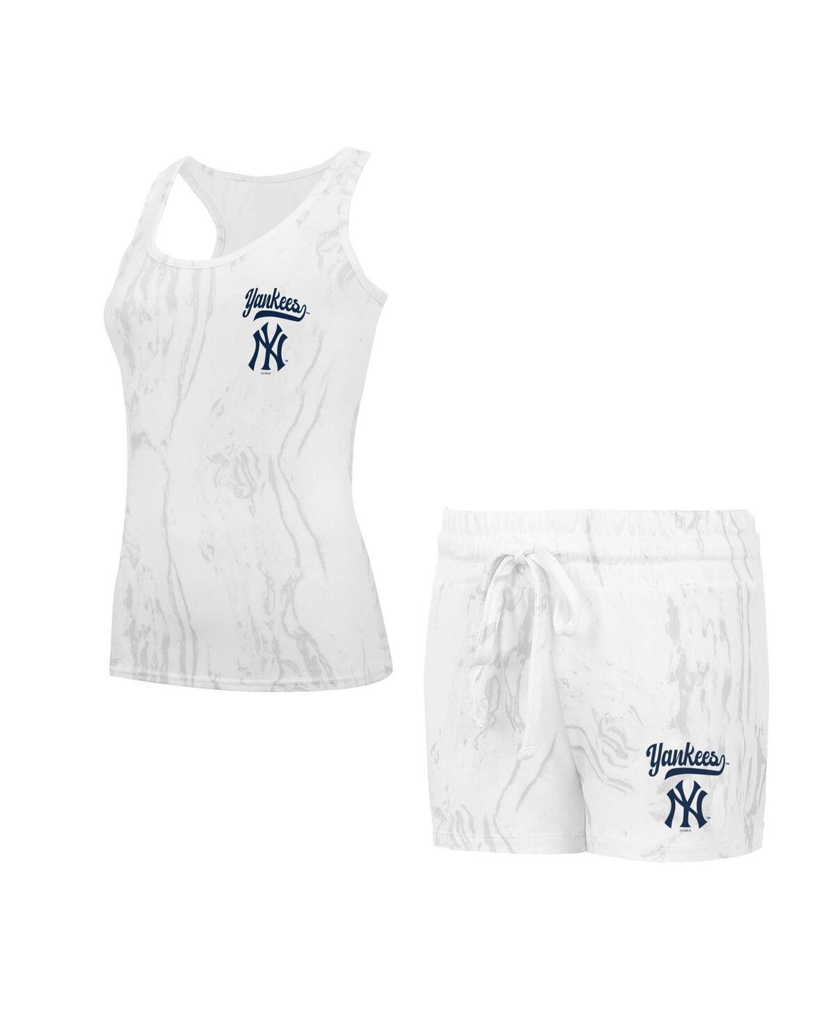 Concepts Sport Womens New York Yankees Quartz Tank Top Shorts Set - Cream Product Image