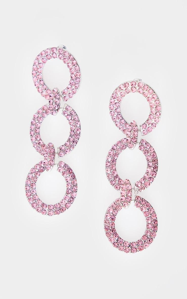 Pink Diamante Chain Link Statement Earrings Product Image