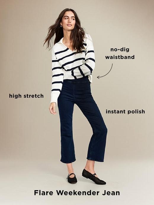 High-Waisted Weekender Pull-On Crop Flare Jeans Product Image