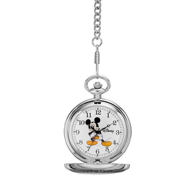 Disneys Mickey Mouse Mens Pocket Watch, Silver Tone Product Image