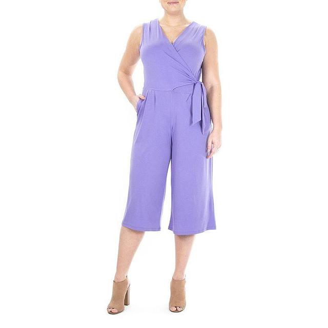 Womens Nina Leonard Wide-Leg Capri Jumpsuit Med Purple Product Image