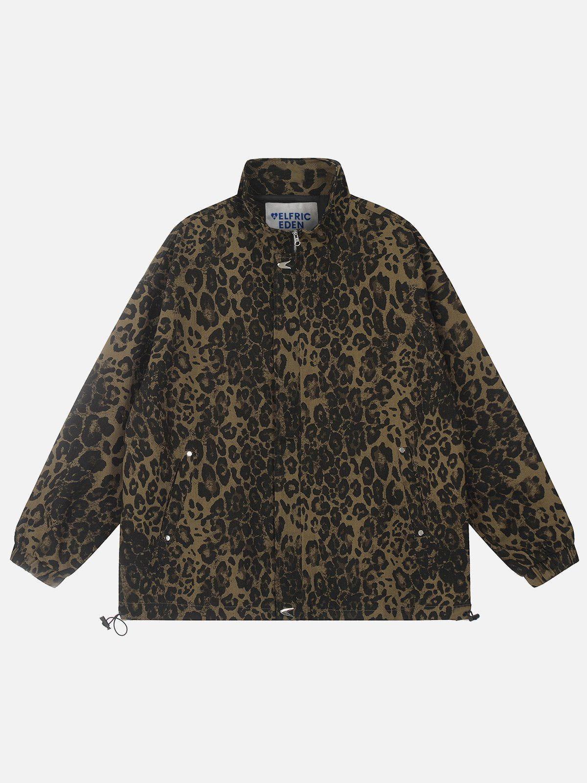 Aelfric Eden Leopard Print Stand Collar Jacket Product Image