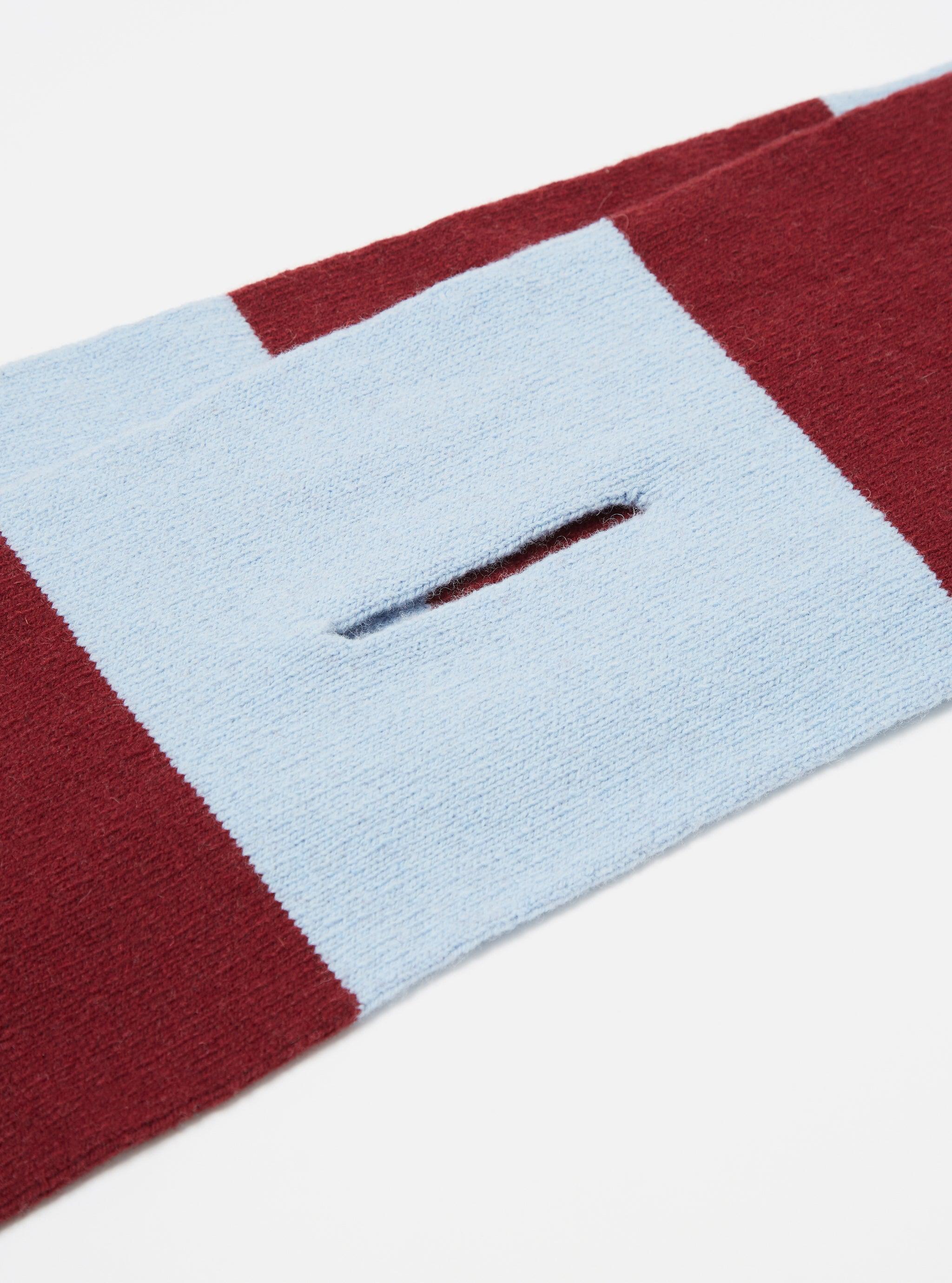 Universal Works Deluxe Football Scarf in Sky/Claret Soft Wool Product Image