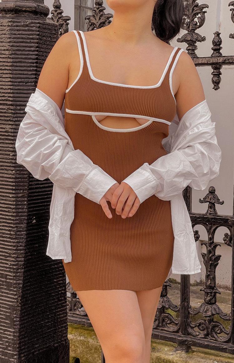 Clarity Brown Knit Mini dress Product Image