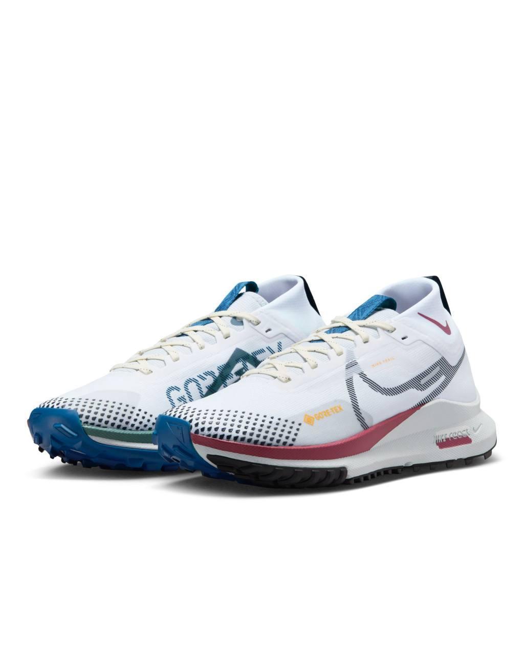 Nike Running Pegasus Trail 4 GTX sneakers in white and multi Product Image