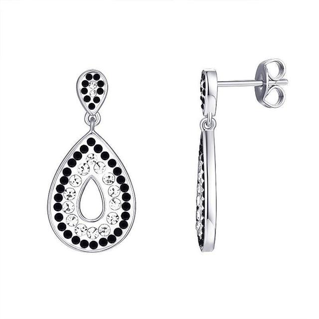 Chrystina Silver Plated Crystal Black & White Teardrop Dangle Earrings, Womens, Silver Tone Product Image