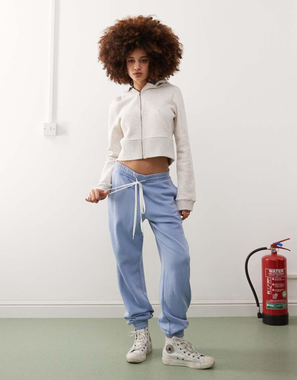 Monki cuffed sweatpants in washed blue product image