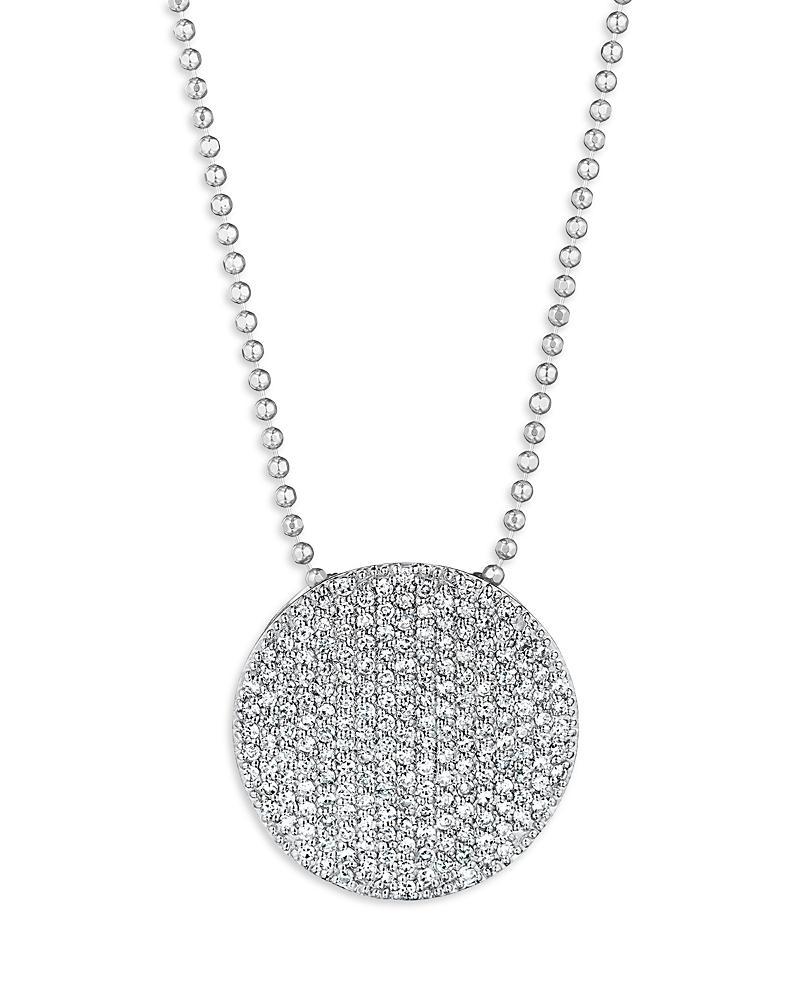 Womens 14K White Gold & Diamond Pav Large Infinity Disc Necklace Product Image