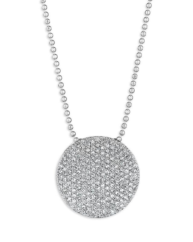 Womens 14K White Gold & Diamond Pav Large Infinity Disc Necklace Product Image