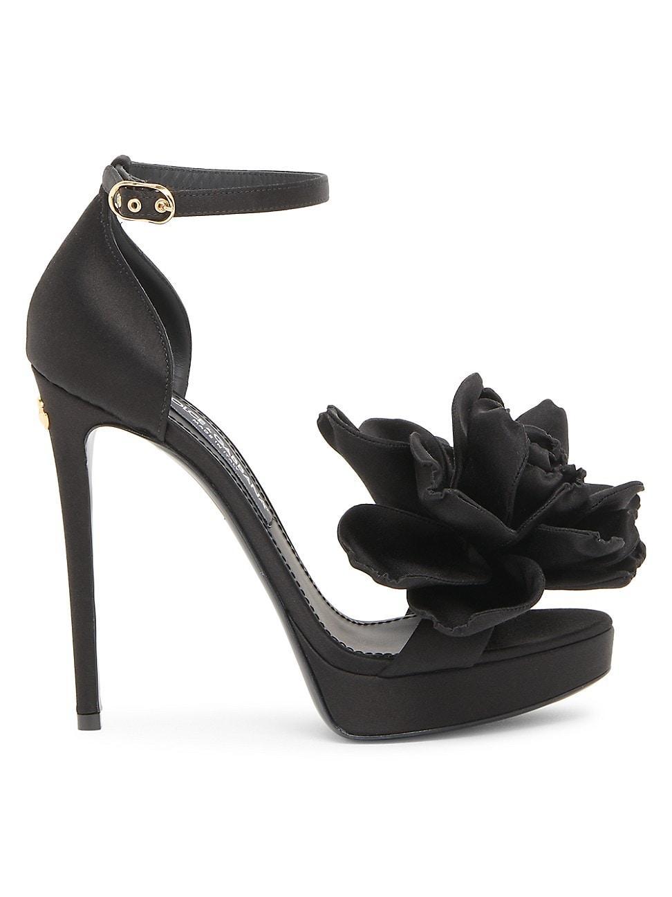 Dolce & Gabbana Kiera Satin Flower Platform Sandal Product Image