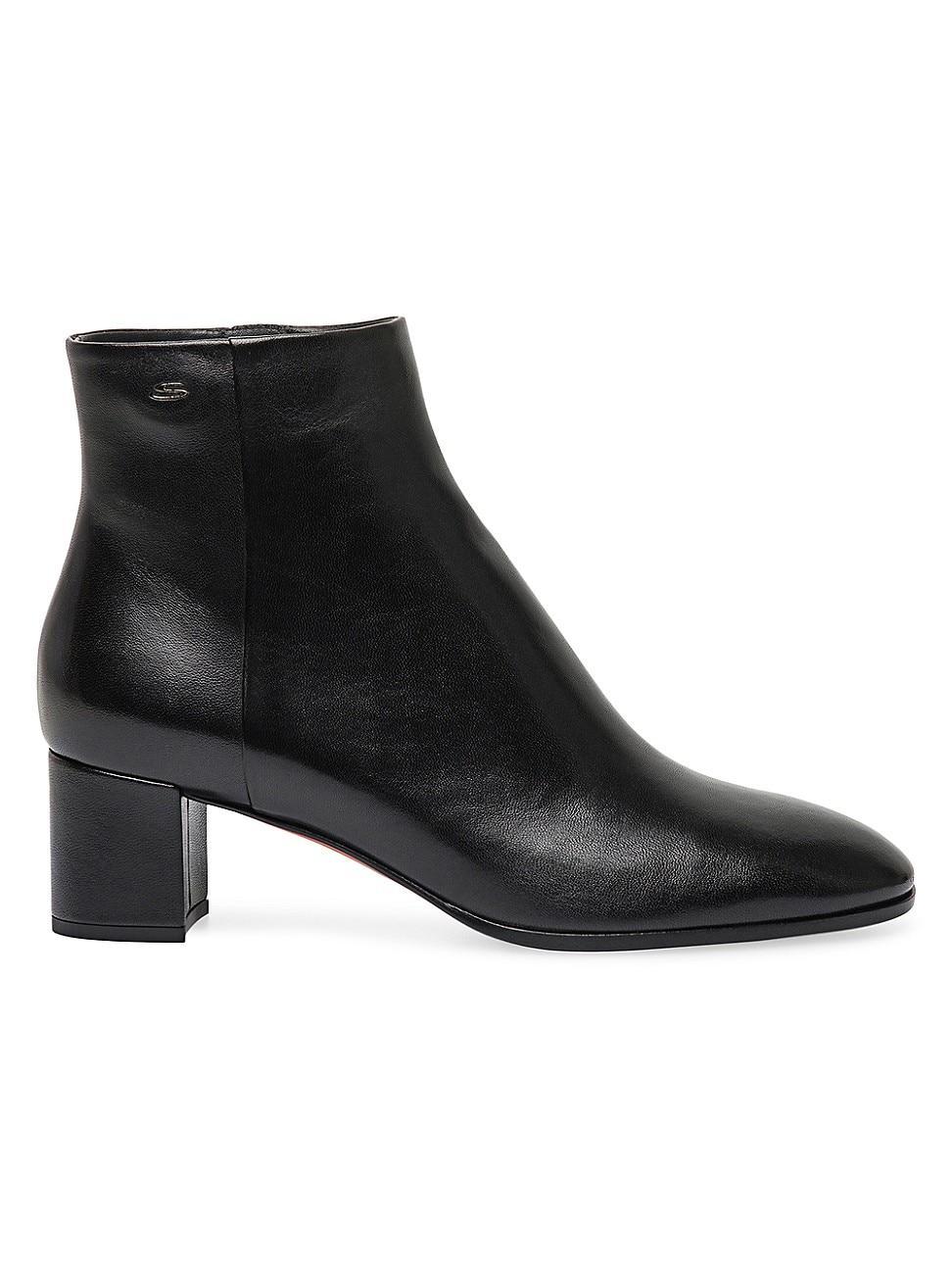 Womens 50MM Side-Zip Leather Booties Product Image