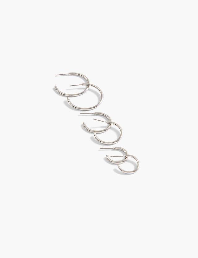 Lane Bryant Open Hoop Earrings 3-Pack ONESZ Silver Tone Product Image