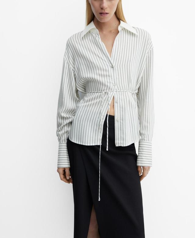 Mango Womens Striped Bow Blouse Product Image