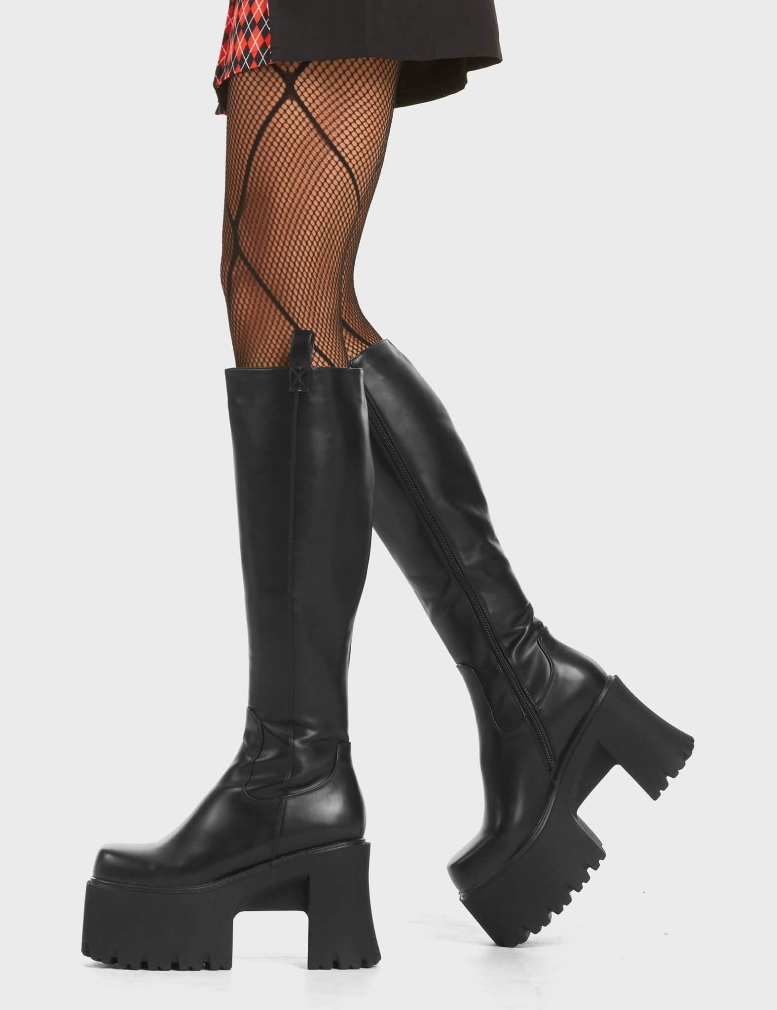 Spot On Chunky Platform Knee High Boots Product Image