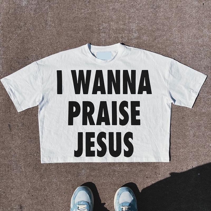 Sopula I Wanna Praise Jesus Graphic Cropped T-Shirts Product Image