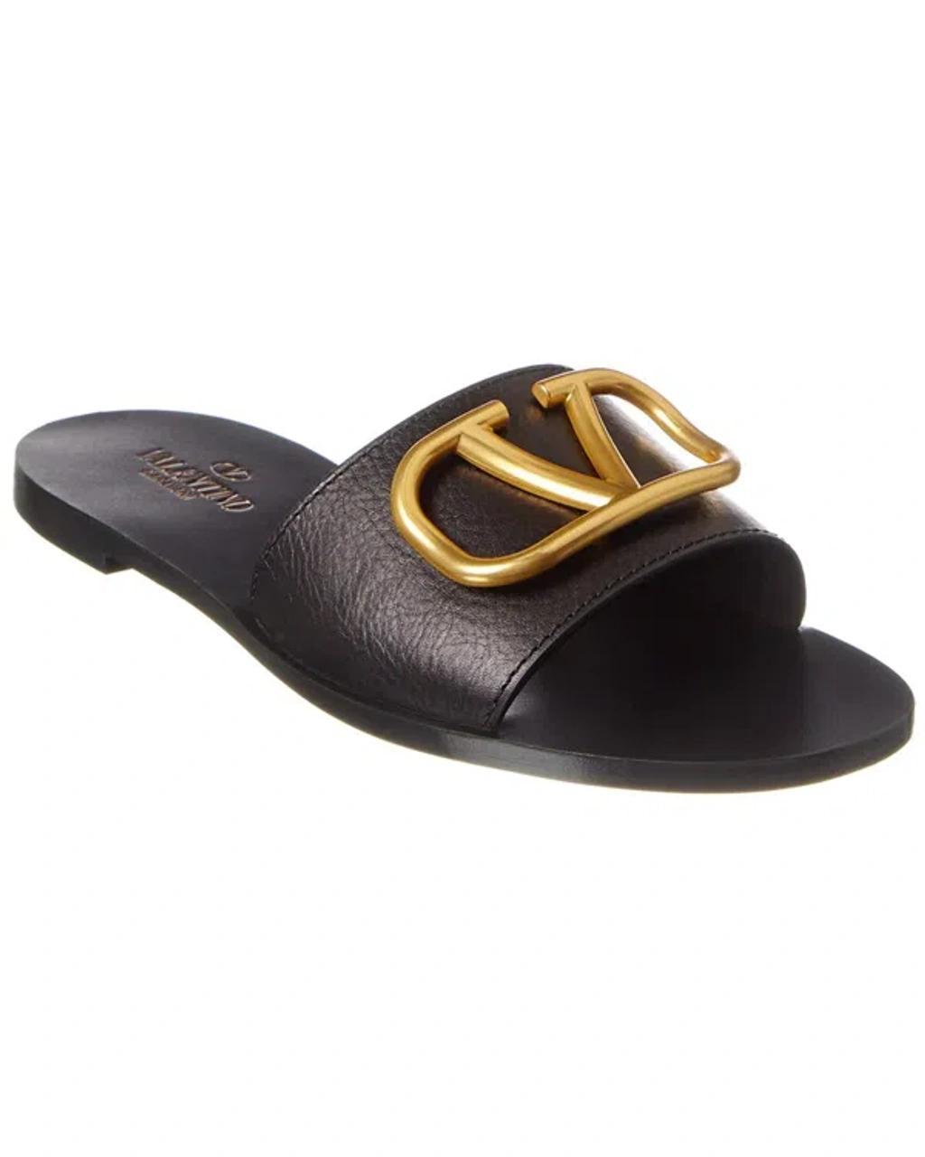 Valentino Vlogo Leather Sandal In Black Product Image