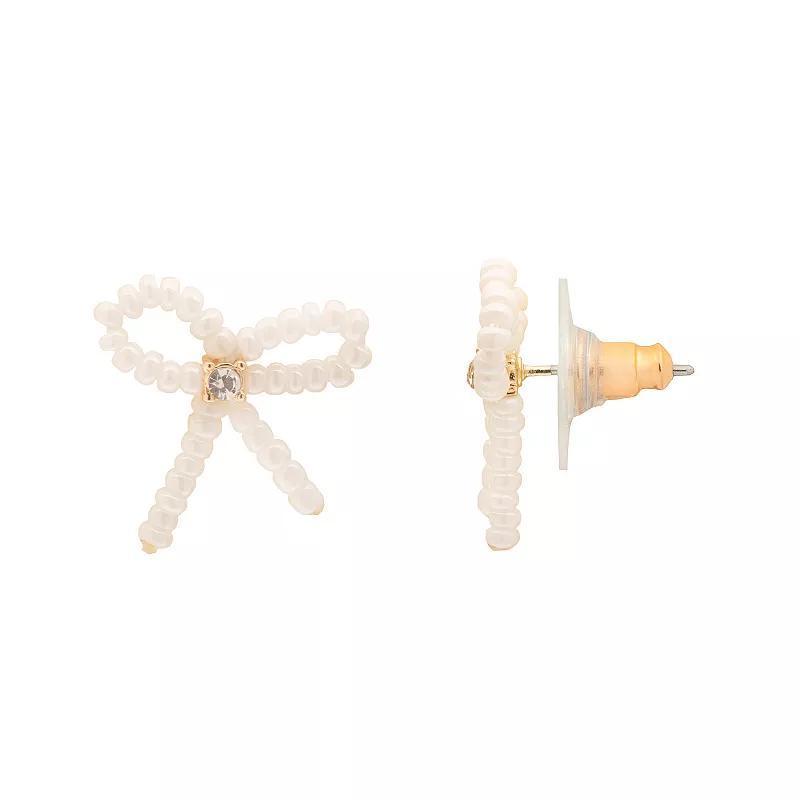 LC Lauren Conrad Simulated Pearl Bow Stud Earrings, Womens, White Product Image