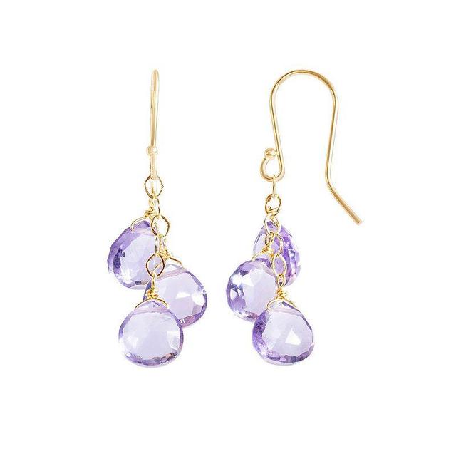 Jewelmak 14k Gold Amethyst Briolette Drop Earrings, Womens, Purple Product Image