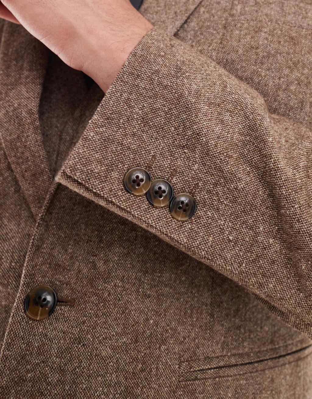 ASOS DESIGN slim wool blend suit jacket in brown Product Image