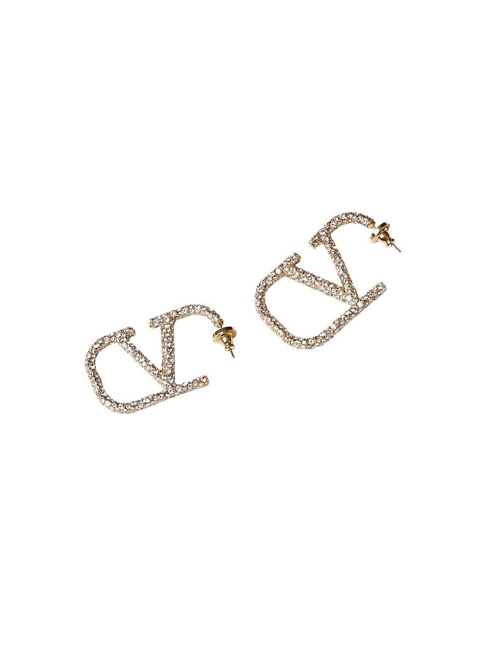 Womens VLogo Signature Earrings In Metal And Swarovski Crystals Product Image